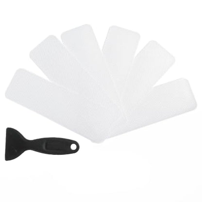 Venupple Anti-Slip Shower Stickers, Non-Slip Bath Strips (6, Transparent) | Clear Shower Stips Bathtub Stickers with Scraper for Bathroom, Bathtub, Showers, Pools, Stairs