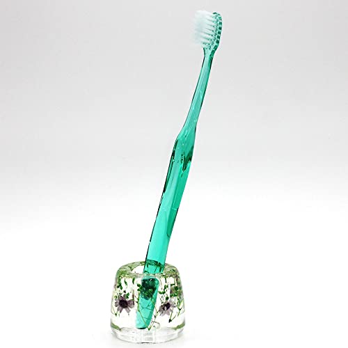 N&N Find Japan Japanese Toothbrush Holder Stand with Real Flower in Acrylic (Star Purple) - color: Star Purple