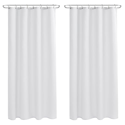 Nasitos Fabric Shower Curtain Liners with Magnets 2 Pcs 54X78 Inch White | Water Repellent & Lightweight Long Stall Size Shower Curtains for Bath Tub, RV, Camper, Machine Washable - color: White, size: 54"W x 84"L (Pack of 2)