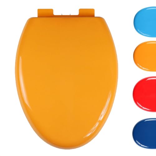 Quick Release Toilet Seat - 18.5" Standard Size, Slow Close, Detachable PP Material, Easy to Clean, Fits All Regular Toilet Bowls - color: Orange