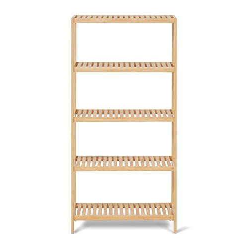 5-Tier Bamboo Freestanding Multi-use Shelf Unit Bookshelf Bookcase - size: 23.6''W 5-tier