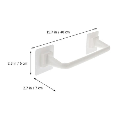 Homsfou 2-Pack Self Adhesive Bathroom Towel Bars No Drill Wall Mounted Single Towel Racks Space Saving Holder for T-owels and Robes in White 15.74In