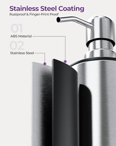 Kitchen Sink Caddy Organizer Stainless Steel Dish Soap Dispenser Set-3 in 1 | Kitchen Soap Dispenser,Sponge Holder for Kitchen Sink with Dish Brush,Dish Brush Holder-Rustproof,Multifunctional