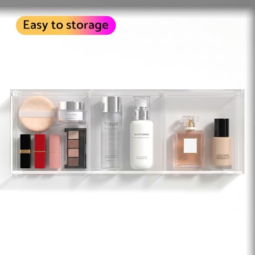 3 Section Clear Acrylic Drawer Organizer Tray, Office & Makeup Drawer Organizer (11.8x4.3 inch) - size: 4'' x 12''