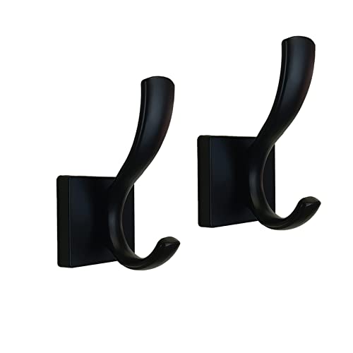 Black Coats Towels Hooks,Towel Robe Clothes Coat Hooks,Heavy Duty Wall Mount Hooks for Bath Bedroom Kitchen Pool Garage Hotel,2 Pack - color: Black