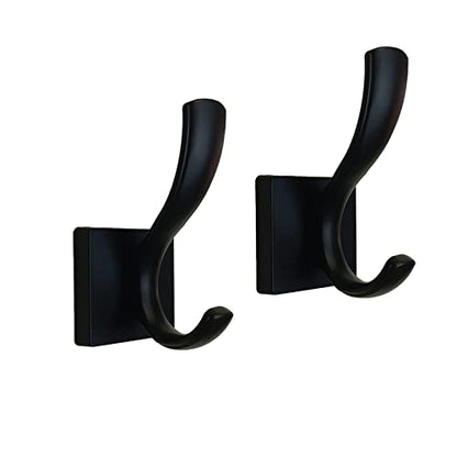 Black Coats Towels Hooks,Towel Robe Clothes Coat Hooks,Heavy Duty Wall Mount Hooks for Bath Bedroom Kitchen Pool Garage Hotel,2 Pack - color: Black