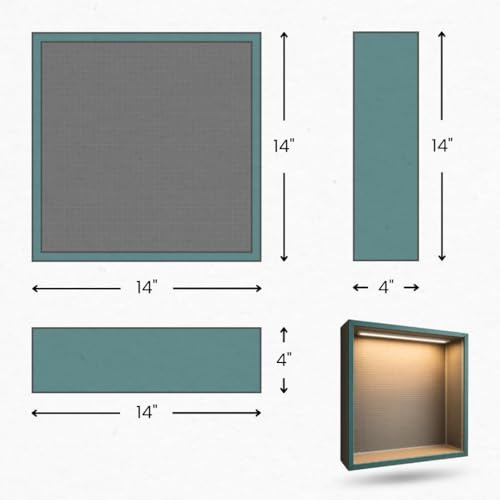 LED Light Shower Niche, Tile-Ready with Integrated Lighting, Prefab Waterproof Foam, Modern Storage for Bathroom Remodels, Soft Warm Light, Niche Douche, Square, 14x14 Inches - size: 14x14
