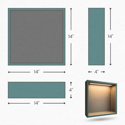 LED Light Shower Niche, Tile-Ready with Integrated Lighting, Prefab Waterproof Foam, Modern Storage for Bathroom Remodels, Soft Warm Light, Niche Douche, Square, 14x14 Inches - size: 14x14
