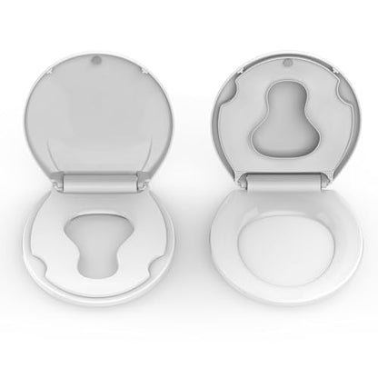 19" Elongated Toddler Toilet Seat, Built-In Potty Training Seat with Soft Quiet Close Non-Slip Design, Magnetic Kids Seat and Cover, Detachable Seat for Longtime Usage,Almond - color: White, with Toddler Seat (2-Pack), size: Round (17″)