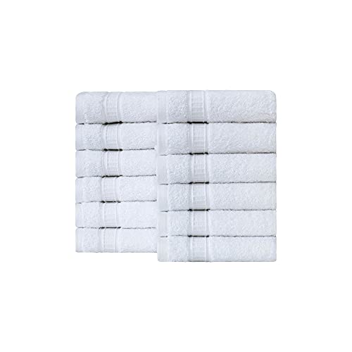 LA HAMMAM 12 Piece 13” × 13” Soft Turkish Cotton Washcloths for Bathroom, Kitchen, Hotel, Spa, Gym & College Dorm | Absorbent and Super Soft Washcloth Set for Body & Face, Baby and Adults - White - color: White, size: Wash Cloth Set - 12 Pack
