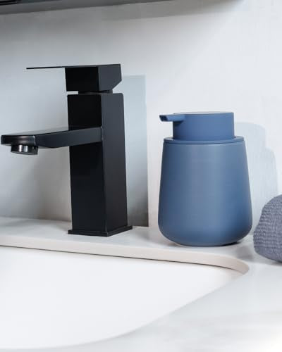 Bosilunlife 12Oz Ceramic Foam Soap Dispenser for Bathroom Kitchen Counter | Premium countertop foam pump creates delicate dense foam, stable desktop placement,Matte Blue - color: Matte Blue