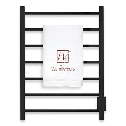 WarmlyYours Tahoe Heated Towel Rack, 7 Bars, Matte Black | Hardwired 120V heated towel rack for spa-like bathroom comfort, 427 BTU/hr, energy-efficient towel drying - color: Matte Black (7 Bars)