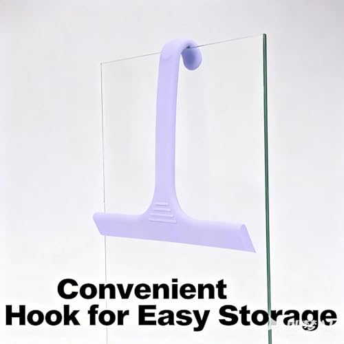 Silicone Shower Squeegee - All-in-One Design with Built-in Hook, 10 Inch Streak-Free Bathroom and car Cleaner for Glass Doors, Mirrors, Windows, Tiles Purple - color: Lilac Purple