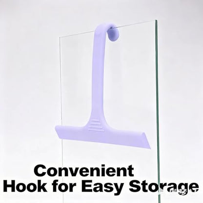 Silicone Shower Squeegee - All-in-One Design with Built-in Hook, 10 Inch Streak-Free Bathroom and car Cleaner for Glass Doors, Mirrors, Windows, Tiles Purple - color: Lilac Purple