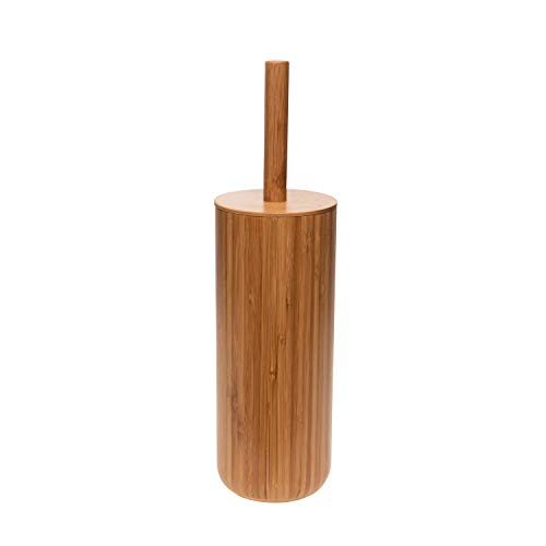 Bath Bliss Rounded Natural Bamboo Collection, Toilet Bowl Brush, Matching Accessories to Decorate Your Bathroom, Tall (10029-NATURAL) - size: Round Tall Toilet Brush