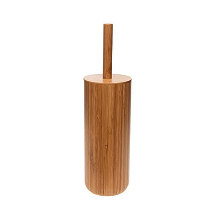 Bath Bliss Rounded Natural Bamboo Collection, Toilet Bowl Brush, Matching Accessories to Decorate Your Bathroom, Tall (10029-NATURAL) - size: Round Tall Toilet Brush