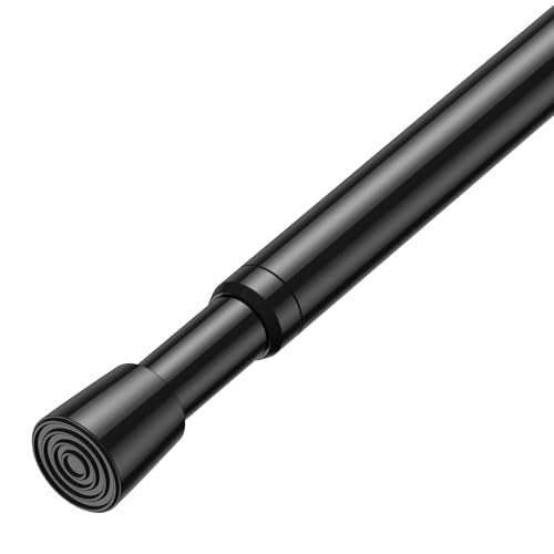Tension Curtain Rod for Window 34 to 59 Inch Adjustable Spring Loaded Curtain Rods No Drilling Black Tension Rods for Doorway Closet Door Kitchen Bathroom - color: Black, size: 1PCS-34-59 Inch