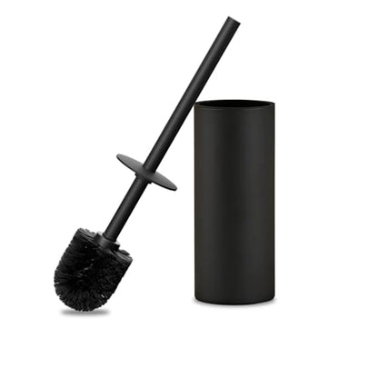 304 Stainless Steel Toilet Bowl Cleaner Brush and Holder Set | Black Bathroom Toilet Brush, Floor-Standing Circular Base, Long Handle, Heavy-Duty with 2 Brush Heads YIGUANXIN - color: H-black