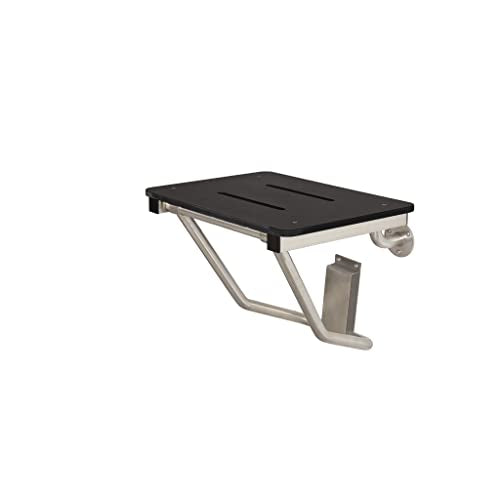 28" x 15" Black Folding Wall Mount Shower Seat Bench, ADA Compliant - color: Black, size: 28 inch