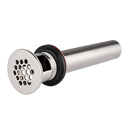 Grid Drain Strainer Assembly With Overflow for Bathroom Sink, P.O. Plug Lavatory Drain, Brushed Nickel - color: Brushed Nickel, style: With Overflow
