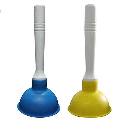 Drain Plunger, Mini Sink Unclogger, Small 4-Inch Clog Remover | Rubber Cup Hand Plumber Helper, Force Tiny Compact Tool with 9" Short Handle for Kitchen Bathroom, Toilet, Shower, Bath Tub - color: Blue + Yellow