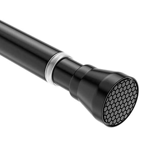 28-48 Inch Adjustable Stainless Steel Anti-Slip Spring Tension Small Shower Curtain Rod - No Drilling, 7/8" Tension Rod for Bathroom Bedroom Doorway Closet Door - color: Black, size: 28 to 51 inch-1pc