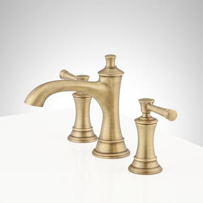 Signature Hardware 948585 Beasley 1.2 GPM Widespread Bathroom Faucet with Pop-Up Drain Assembly - Aged Brass | Includes - Pop-Up Drain Assembly - Aged Brass - color: Aged Brass
