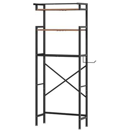 HOOBRO Over-The-Toilet Storage Rack, 3-Tier Bathroom Shelves Above Toilet, Bathroom Organizer with Toilet Paper Hook, Laundry Room, Space Saver, Rustic Brown and Black BF21TS01