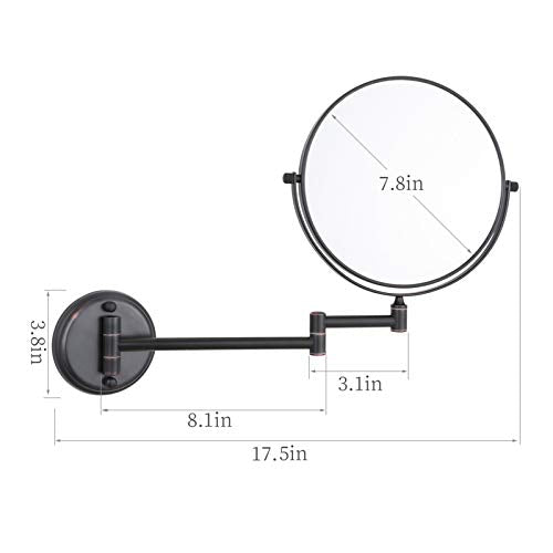 DOWRY Wall Mounted Magnifying Makeup Mirror with 10x Magnification, Oil Rubbed Bronze, 8 Inch Double-Sided Swivel Makeup Mirror Wall, 12 Inch Extension