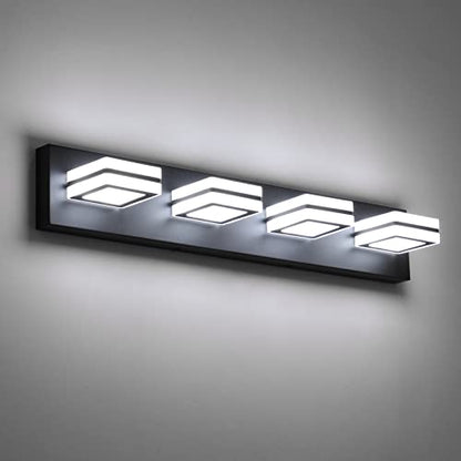 Ralbay Modern LED Bathroom Vanity Lights 4 Lights LED Black Bathoom Wall Lighting Over Mirror Up and Down Acrylic Matte Black Vanity Lights - color: Black, size: 4 Light