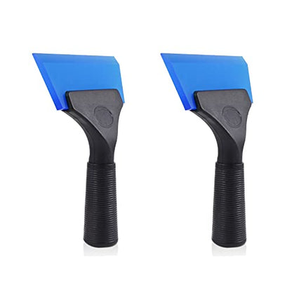 FOSHIO Small Squeegee with 5 Inch Dark Blue Rubber Blade Mini Wiper Window Tinting Tools for Mirror Glass Window Cleaner with Non-Slip Handle, 2 Pack - color: With 2 Pack Blue