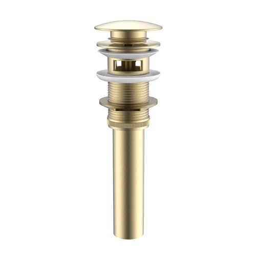 Galim Pop Up Drain with Overflow for Bathroom Sink, Bigger Cap, All Brass Construction, Sealing Rubber Ring, Satin Brass Finish, Sink Drain for Bathroom and Kitchen - color: Satin Brass, style: With Overflow