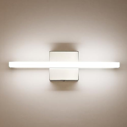 Bathroom Vanity Light Fixtures Above Mirror, Modern Wall Sconce | Small 16 Inch, Chrome, Soft Shadow Free, Linear Lamp Bar, over Sink, Sleek, Rustproof, Non-Glare, 4000K Natural White, 1 Pack - color: 4000K, size: 16inch