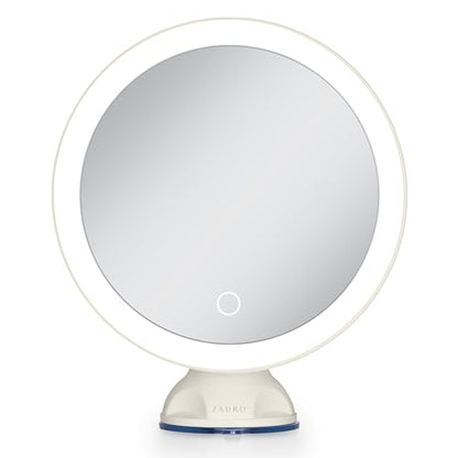 Lighted Wall Mounted Suction Cup Makeup Mirror with 10X Magnification - color: Neutral
