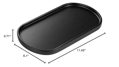 Luxspire 11.4" Oval Bathroom Tray for Countertop Organizer, Matte Black | M, non-slip waterproof resin, easy wipe clean, fits bath kitchen vanity, holds jewelry toiletries soap - color: Matte Black, style: Medium