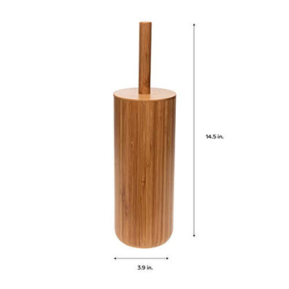 Bath Bliss Rounded Natural Bamboo Collection, Toilet Bowl Brush, Matching Accessories to Decorate Your Bathroom, Tall (10029-NATURAL) - size: Round Tall Toilet Brush