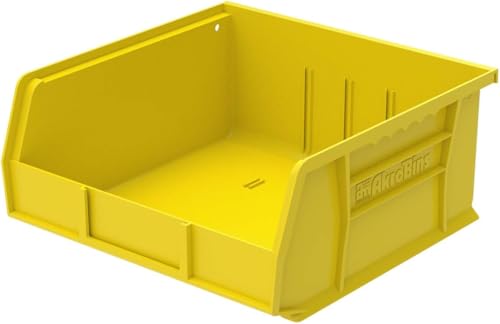 Akro-Mils 30235 AkroBins Plastic Storage Bins, 11"x11"x5", Yellow, 6-Pack | Space-Saving Stackable Bins for Garage, Pantry, Craft Organization - color: Yellow