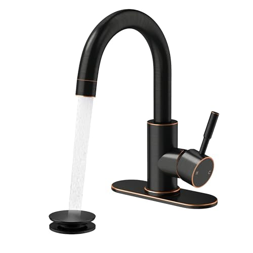Bathroom Faucets, Bar Sink Faucet Single Hole for Bathroom Kitchen Campers with Pop-Up Drain Hose, Suitable for Farmhouse Vanity Lavatory - color: Oil Rubbed Bronze, style: Classic