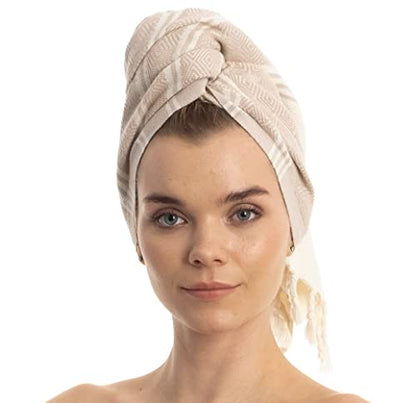 DEMMEX Organic Turkish Hand Towels for Bathroom – 100% Oeko-TEX Certified Turkish Cotton, Quick Dry, Lightweight Kitchen & Travel Towels, Diamond Weave, Large 18x36 Inches, Set of 2, Beige - color: Beige