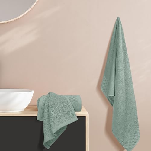 MyOwn Ultra Soft 3 Pack Cotton Towel Set, Contains a Bath Towels 28x55 inch, a Hand Towels 16x24 inch & a Wash Coths 12x12 inch, Ideal Everyday use, Compact & Lightweight - Jade - color: Jade, size: 3 Pack Set