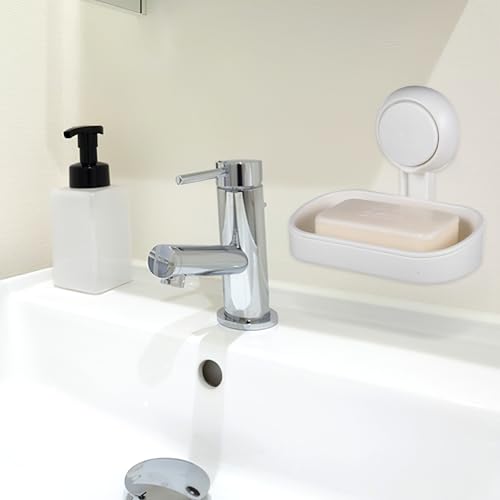 BESPORTBLE Self-draining Double Soap Dish with Strong Suction Cup for Shower Wall Mount Multi-Functional Soap Holder Tray with Efficient Water Drainage Easy Install Bathroom Organizer