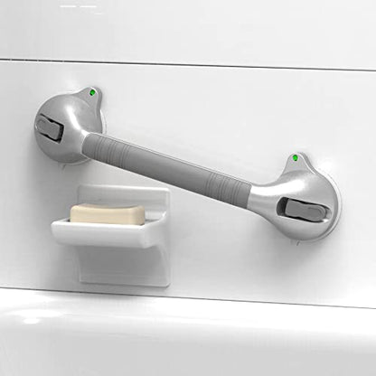16.5inch Suction Bath Grab Bar with Indicators, Balance Assist Bathroom Shower Handle, Silver/Grey（Pack of 2） - size: 16.5 Inch (Pack of 2)