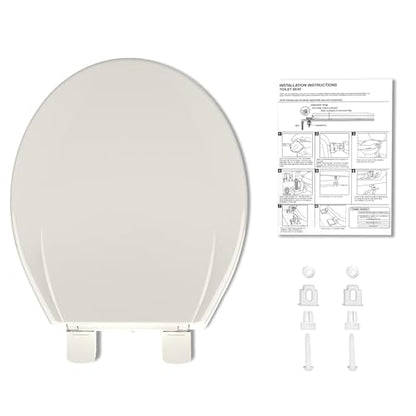 Toilet Seat, Round Toilet Seat with Quick-Release And Quick-Attach, Plastic Toilet Seat with Soft Close, Never Loosen, Easy Install and clean - Fits Most Round Toilets Biscuit - color: Biscuit, size: Round