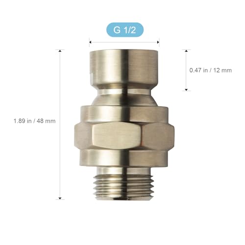 OFFO Shower Head Swivel Ball Adapter, Brushed Nickel All Metal Adjustable Shower Arm Extension Connector Universal Showering Component Solid Brass - color: Brushed Nickel