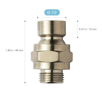 OFFO Shower Head Swivel Ball Adapter, Brushed Nickel All Metal Adjustable Shower Arm Extension Connector Universal Showering Component Solid Brass - color: Brushed Nickel