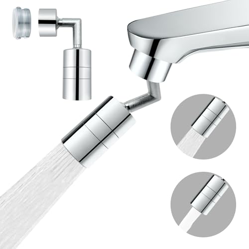 720° Swivel faucet aerator, Swivel Kitchen Faucet Aerator, Dual-function 2-Flow Sprayer Faucet Head Replacement Kitchen Sink Faucet 55/64 inch Female Thread Faucet Extender (Chrome-2) - color: Chrome-2