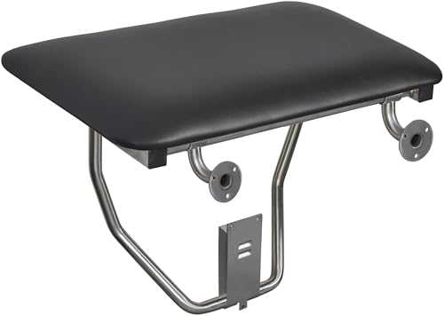Seachrome 22" Wall Mount White Padded Folding Shower Bench Seat for Inside Shower - color: White, size: 22 in