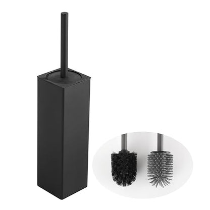 Toilet Brush and Holder Set Black Freestanding for Bathroom - color: Matte Black