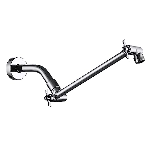 Adjustable Shower Head Extension Arm, All Metal Shower Head Extender with Locking Nut, G1/2 Universal Connector for Fixed/Rain/Handheld Showerheads, Easy Installation (Chrome, 10 Inch) - color: CP, style: 10 Inch
