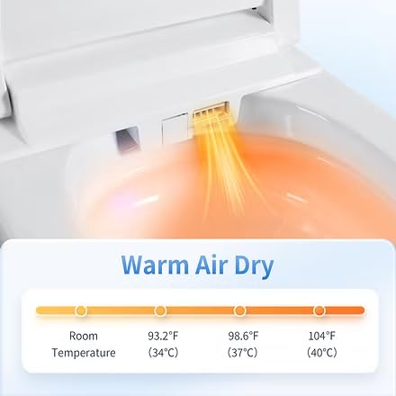 One Piece Smart Bidet Toilet for Bathroom | with Heated Seat, Multi Cleaning Mode, Auto Open & Close Lid, Warm Air Dry, Built-in Water Tank for Low Water Pressure